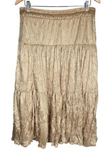 AGB Womens XL Tiered Midi Skirt Beige Sequins‎ Waist USA Made Vintage Photo 0