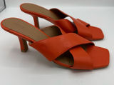 Nordstrom Rack Lauren orange faux leather Slide Sandal size 8 NEW classy office Photo 0