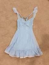 Size S Lucy in the Sky blue polka dot speckled dress #aesthetic #minidress #party #summerdress #hoco Photo 0