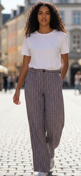 Anthropologie Printed Wide-Leg Pants — White & Navy Multicolor Photo 0