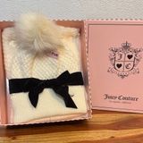 Juicy Couture Beanie Scarf Set Cream Ivory Winter Knit Pom Pom Gift Box Y2K Photo 0