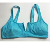 Aerie Shine Pique V Wire Scoop Bikini Top Big Sur Blue NWT Photo 0