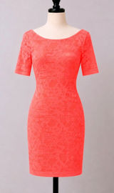 Windsor Neon‎ Coral Orange Floral Lace Open Back Bodycon Mini Dress Medium Photo 0