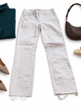 PAIGE Women’s 26 White Mid Rise Ankle Skinny Jeans Raw Frayed Hem Stretch Denim Photo 0