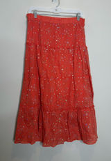 Vintage LEI Orange Sequin Embroidered Tiered Maxi Skirt Y2K Boho Festival M Photo 0
