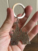 Disney Parks Silver Filigree Castle Keychain Metal Disneyland Souvenir Photo 0