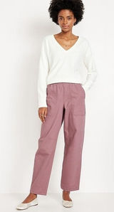 Old Navy 2X High Waisted Pulla Utility Pants Comfort Casual Pull On Pink Barrel Photo 0