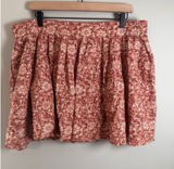 American Eagle Women XL Terracotta Floral Cotton Linen Smocked Mini Skirt Boho‎ Photo 0