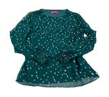 Lilly Pulitzer Green Silk Gold Metallic Polka Dot Smocked Cuff Blouse Top 07109 Photo 0