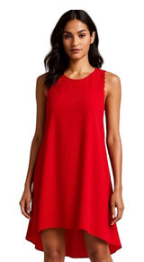 H&M Red Sleeveless High Low Shift Dress Crew Neck Mini Cocktail Party Dress‎ Photo 0