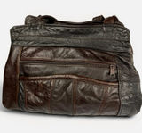 Vintage Genuine Leather Tote Bag Brown Slouchy Made in‎ Mexico Photo 0