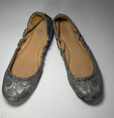 Coach Metallic Silver Signature Ballet Flats - Women's Slip-Ons Photo 0
