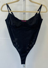 NWT Edikted Blogger Favorite Black Eyelet Underwire Bodysuit Large‎ Stretch Photo 0