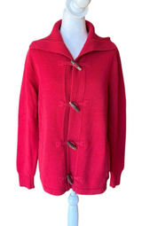 LL Bean Red Toggle Rope Cotton Sweater Cardigan Longsleeve Womens Size XL Photo 0