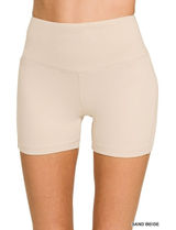 Zenana Brushed Microfiber‎ Wide Waistband Biker Shorts - Small Photo 0