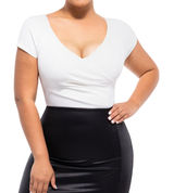 NWT‎ Popilush Shapewear Bodysuit White V Neck Tummy Control - Small Photo 0