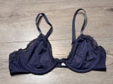 Gilligan & O'Malley Navy Blue Perfect‎ Unlined Underwire Lace Trim Bra 36B Photo 0
