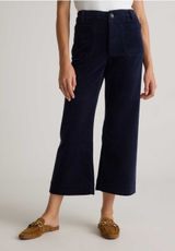 Quince Organic Stretch Corduroy Cropped Wide Leg Pants Navy Blue Size 4 Photo 0