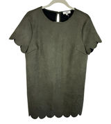 Entro‎ NWOT Green Faux Suede Short Sleeve Scalloped Hem Dress Size M Photo 0