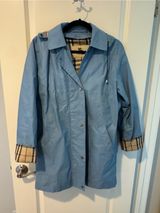Burberry Classic Light Blue Rain Coat with Plaid Lining Photo 0