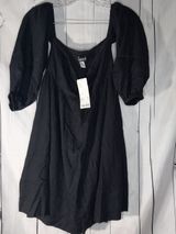 Urban Outfitters UO Caterina Linen Blend Off-The-Shoulder Babydoll Mini Dress Photo 0