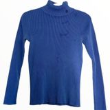 Lauren Ralph Lauren Turtleneck Ribbed Long Sleeve Jewel Tone Royal Blue XS Photo 0