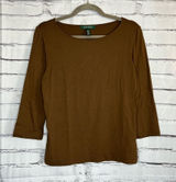 Vintage Lauren Ralph Lauren Brown Longsleeve Top Women’s M Preppy Minimalist Y2K Photo 0