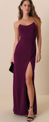 Lulus Sensational Beauty Plum Purple Strapless Maxi Dress size XL Formal Prom Photo 0