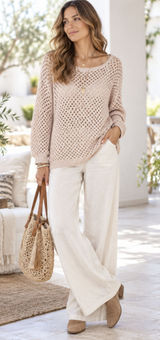 Ann Taylor LOFT crochet coastal vacation beach bohemian luxury Sweater large Photo 0