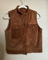 American Vintage Vintage Harolds Suede Leather Vest Size Small‎ in Caramel Brown Photo 0