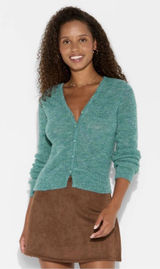 Women's V-Neck Cardigan - Wild Fable Green Size XS Button Up Light Weight NEW Photo 0