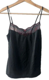 Vintage Gilligan and OMalley Black Camisole Medium Red Lace Boudoir Romantic Photo 0