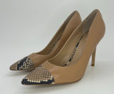 Lauren Ralph Lauren Lindella Nude Leather‎ Snake Cap Toe Stiletto Pumps Heels 7B Photo 0