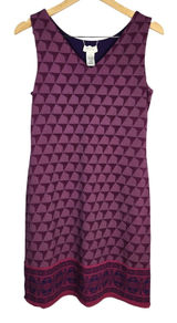 Magnolia Grace Perissa Reversible Knit Dress Purple Geometric Sleeveless M Photo 0