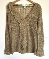 Vintage Y2K Crochet Silk Cotton Newport News Top M Sheer Ruffle Regency Fairy Photo 0