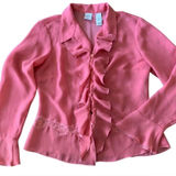 Emma James women's pink blouse long sleeve size 14 V neck design Photo 0