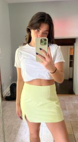 Zara white & green plaid mini skirt Photo 0