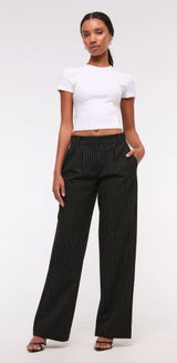 NWT SHORT Abercrombie Curve Love Sloane Low Rise Tailored Wide Leg Trousers 32 Photo 0