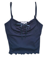Rewind Y2K Coquette Babydoll Bow Tank Top Size Small Black Soft Gothic Romantic Doll Photo 0