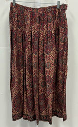 Vintage JS Collectibles Boho Paisley Pleated Midi High Waist Skirt Burgundy‎ Photo 0