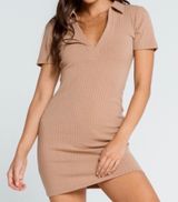 brown ribbed polo-style mini dress Golf Full Tilt Collared Women’s Small Photo 0