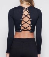 NWT Good American All Tied Up Tank Black Long Sleeve Top Size 3XL Photo 0
