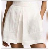 Polo Ralph Lauren Mini Skirt Womens 12 White 100% Linen Pleated Summer‎ Coastal Photo 0