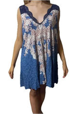 Free People Floral Printed Boho Hippie‎ Crochet Lace Top Gown Dress M Photo 0