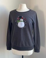 HOLIDAY Novelty Sweatshirt Womens Sz Small Grey Snowman Christmas Cozycore Photo 0