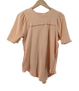 We‎ The Free T-Shirt Womens L Waffle Knit Smocked Yoke Peach Short Sleeve Photo 0