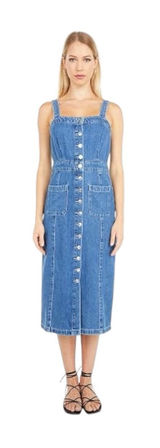 All Saints Elsie Dress Denim Midi Dress Button Down Tank Dress Size 8 Photo 0
