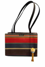 Kate Spade New York Multicolor Striped Canvas Tote Bag Shoulder Purse Snap Top Photo 0