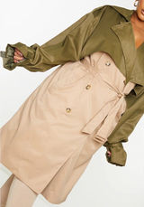 NEW Prettylittlething Khaki Contrast Oversized Midi Trench Coat Women’s 4 Photo 0