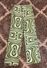 Green Flare Pants Size M Photo 0